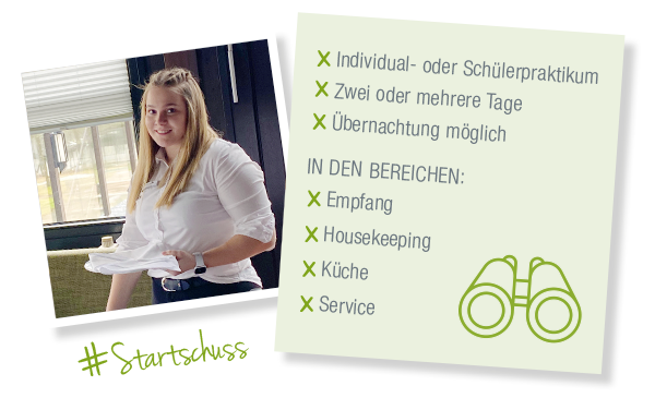Polaroids von Praktikantin und Übersichtsliste zum Thema Praktikum